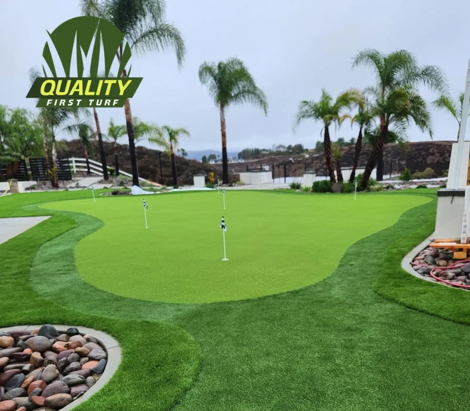 Residential backyard putting green installation