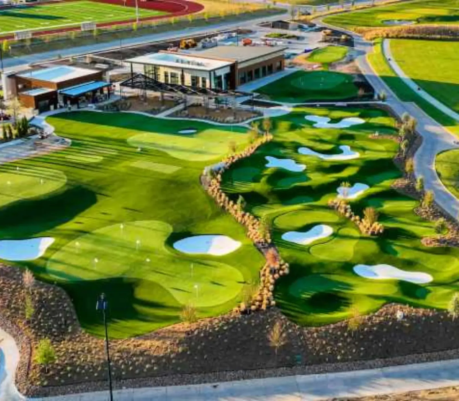 Commercial putting green installation for business or facility