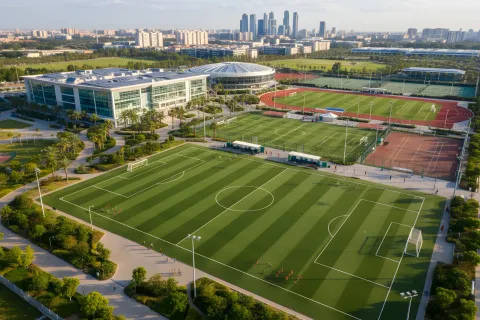 Artificial turf soccer field installation