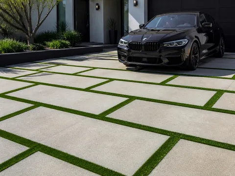 Turf strips between pavers
