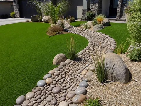 Dry river bed drainage installation
