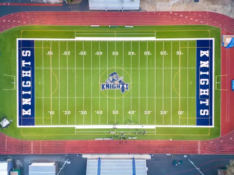 Football turf field installation