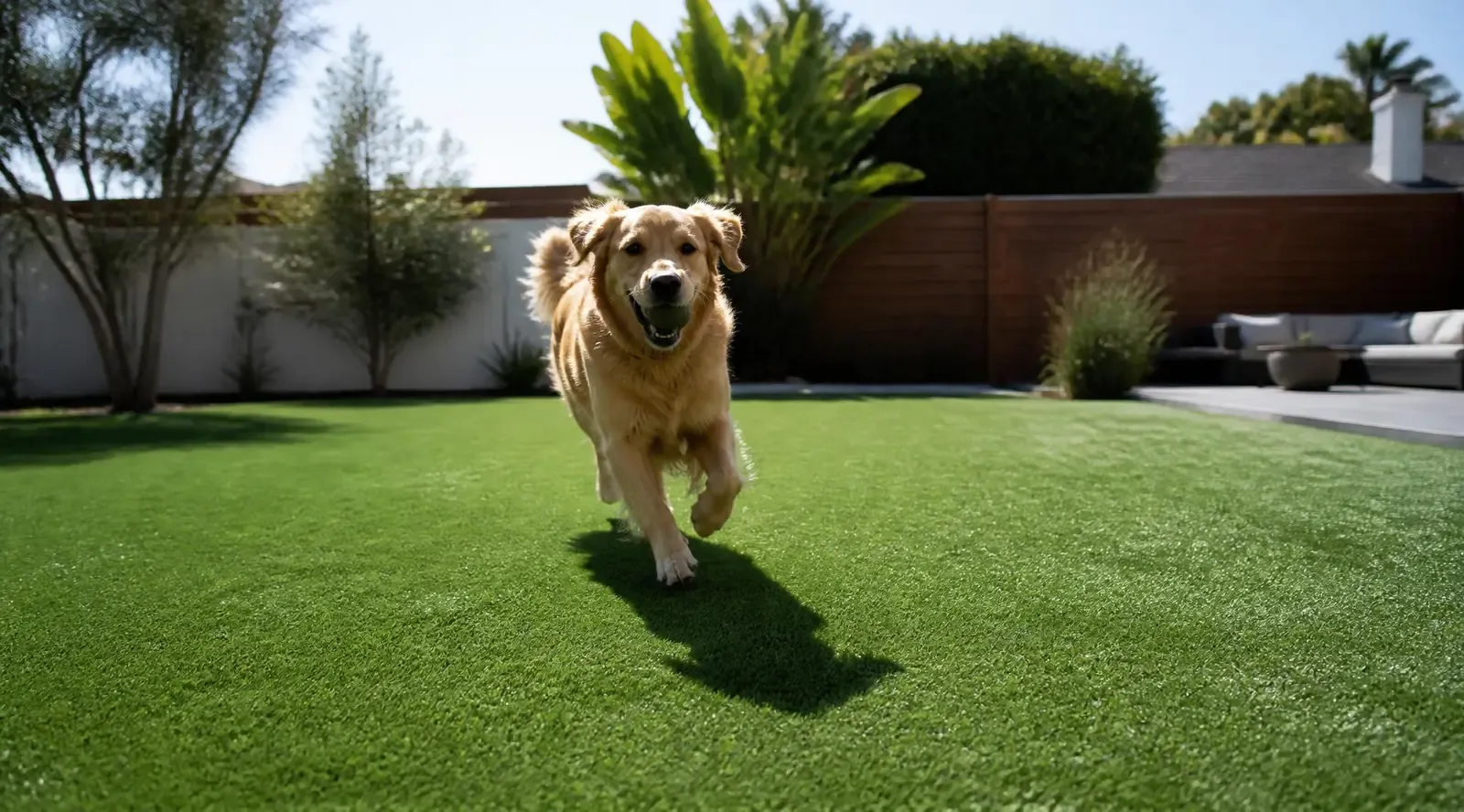 Pet-safe artificial grass with clean drainage backing