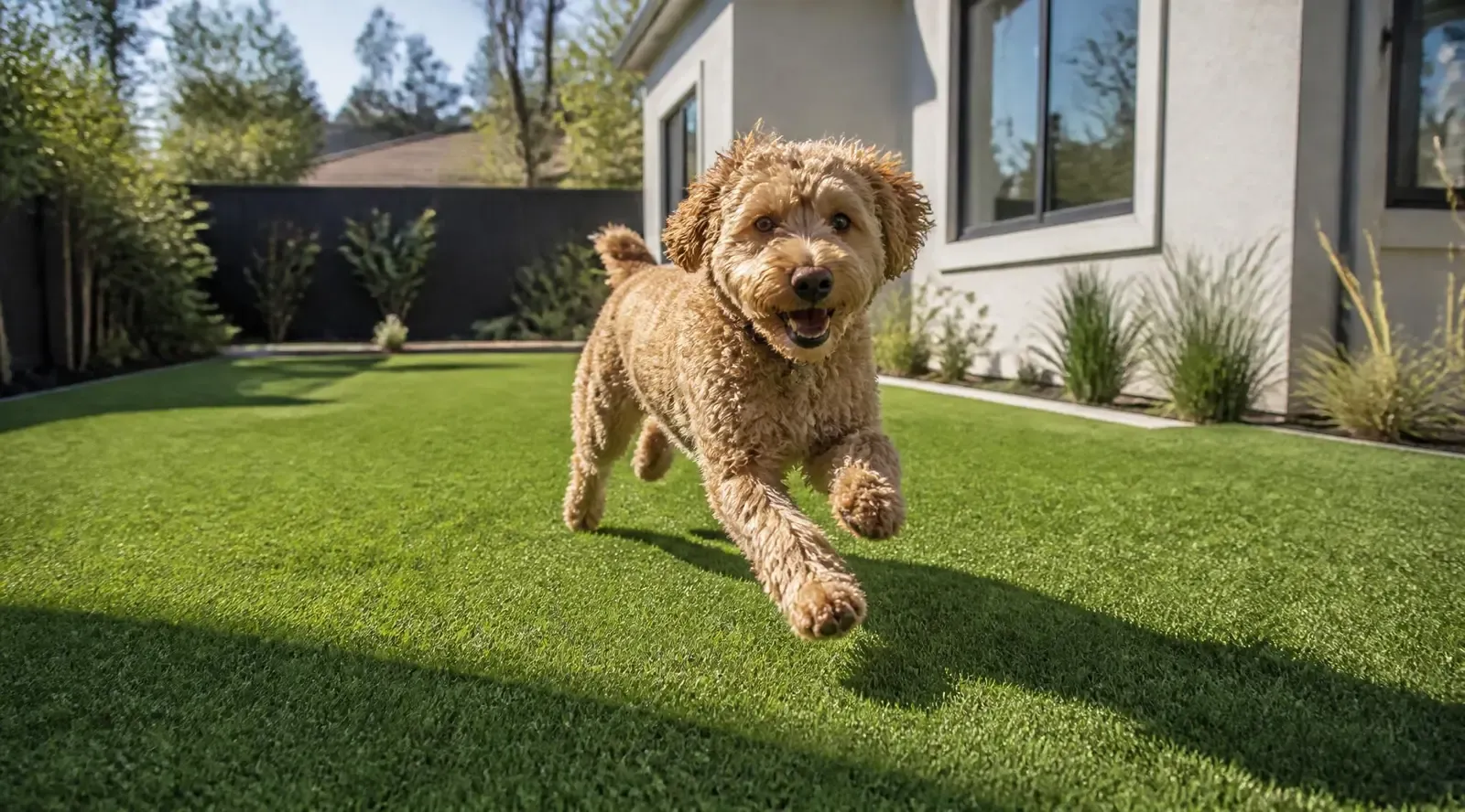 Antimicrobial pet turf installed in residential backyard